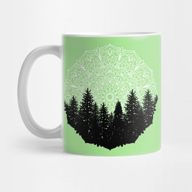 Green Forest Mandala Pacific Northwest by julieerindesigns